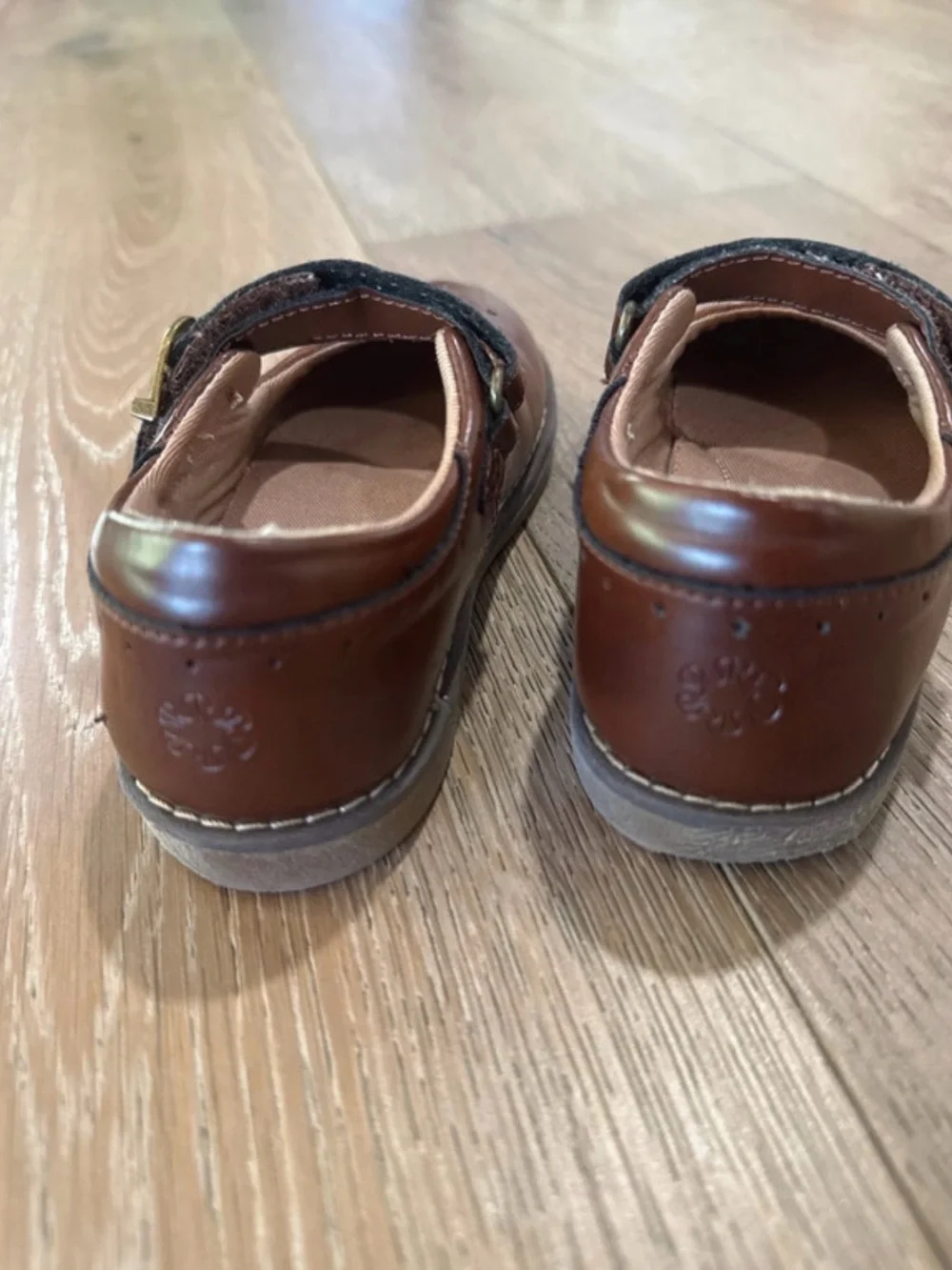 Stride Rite Girls Brown Leather Mary Jane Strap Shoes